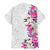 Hawaii Tropical Leaves and Flowers Family Matching Mermaid Dress and Hawaiian Shirt Tribal Polynesian Pattern White Style