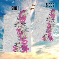 Hawaii Tropical Leaves and Flowers Garden Flag Tribal Polynesian Pattern White Style