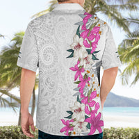 Hawaii Tropical Leaves and Flowers Hawaiian Shirt Tribal Polynesian Pattern White Style