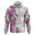 Hawaii Tropical Leaves and Flowers Hoodie Tribal Polynesian Pattern White Style