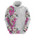 Hawaii Tropical Leaves and Flowers Hoodie Tribal Polynesian Pattern White Style