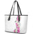 Hawaii Tropical Leaves and Flowers Leather Tote Bag Tribal Polynesian Pattern White Style