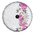 Hawaii Tropical Leaves and Flowers Spare Tire Cover Tribal Polynesian Pattern White Style