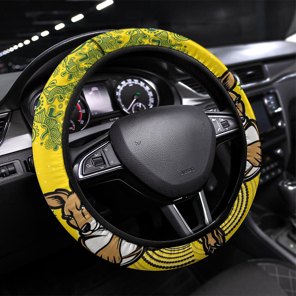 Aotearoa New Zealand and Australia Rugby Steering Wheel Cover Maori Koru and Aboriginal Dot Art Cultural Heritage