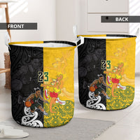 Aotearoa New Zealand And Australia Basketball Custom Laundry Basket Maori Tribal Tattoo And Aboriginal Dot Art Heritage LT03 - Polynesian Pride
