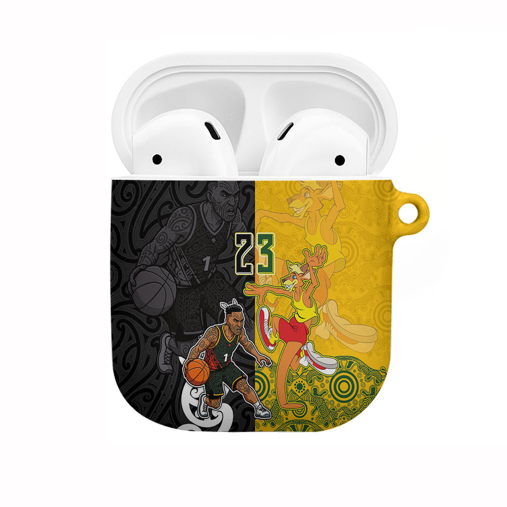 Aotearoa New Zealand And Australia Basketball Custom AirPods Case Maori Tribal Tattoo And Aboriginal Dot Art Heritage