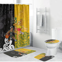 Aotearoa New Zealand And Australia Basketball Custom Bathroom Set Maori Tribal Tattoo And Aboriginal Dot Art Heritage LT03 Bathroom Set (4 pcs) Multicolor - Polynesian Pride
