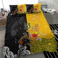 Aotearoa New Zealand And Australia Basketball Custom Bedding Set Maori Tribal Tattoo And Aboriginal Dot Art Heritage