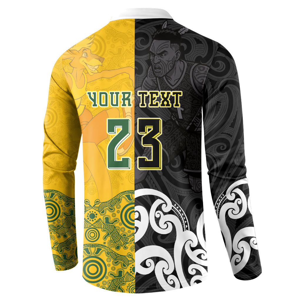 Aotearoa New Zealand And Australia Basketball Custom Button Sweatshirt Maori Tribal Tattoo And Aboriginal Dot Art Heritage