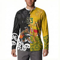 Aotearoa New Zealand And Australia Basketball Custom Button Sweatshirt Maori Tribal Tattoo And Aboriginal Dot Art Heritage