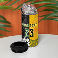 Aotearoa New Zealand And Australia Basketball Custom 4 in 1 Can Cooler Tumbler Maori Tribal Tattoo And Aboriginal Dot Art Heritage