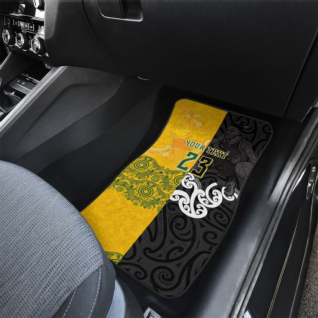 Aotearoa New Zealand And Australia Basketball Custom Car Mats Maori Tribal Tattoo And Aboriginal Dot Art Heritage