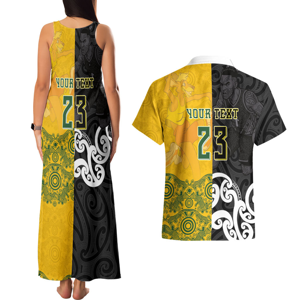 Aotearoa New Zealand And Australia Basketball Custom Couples Matching Tank Maxi Dress and Hawaiian Shirt Maori Tribal Tattoo And Aboriginal Dot Art Heritage LT03 - Polynesian Pride