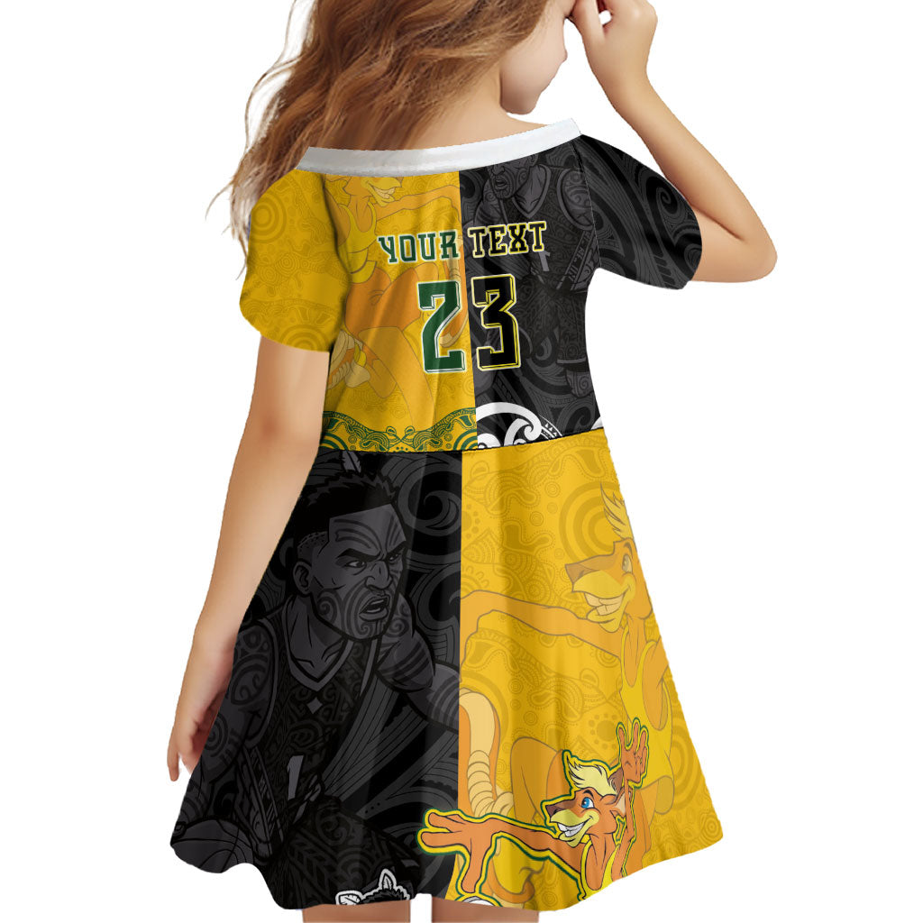 Aotearoa New Zealand And Australia Basketball Custom Family Matching Long Sleeve Bodycon Dress and Hawaiian Shirt Maori Tribal Tattoo And Aboriginal Dot Art Heritage LT03 - Polynesian Pride