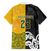 Aotearoa New Zealand And Australia Basketball Custom Family Matching Off The Shoulder Long Sleeve Dress and Hawaiian Shirt Maori Tribal Tattoo And Aboriginal Dot Art Heritage LT03 - Polynesian Pride