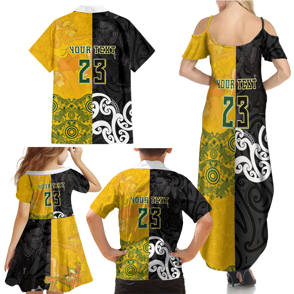 Aotearoa New Zealand And Australia Basketball Custom Family Matching Summer Maxi Dress and Hawaiian Shirt Maori Tribal Tattoo And Aboriginal Dot Art Heritage LT03 - Polynesian Pride