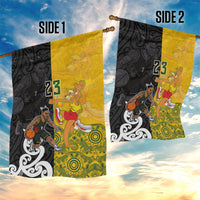 Aotearoa New Zealand And Australia Basketball Custom Garden Flag Maori Tribal Tattoo And Aboriginal Dot Art Heritage LT03 - Polynesian Pride