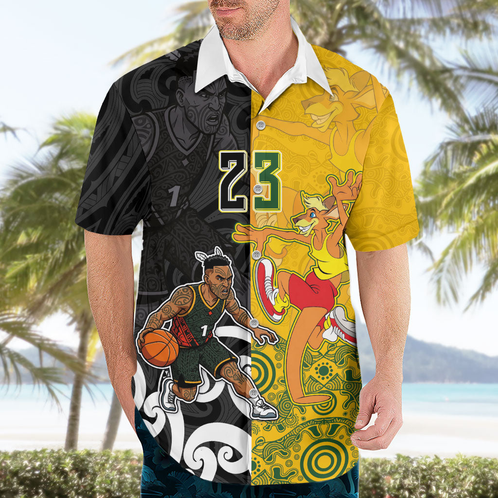 Aotearoa New Zealand And Australia Basketball Custom Hawaiian Shirt Maori Tribal Tattoo And Aboriginal Dot Art Heritage LT03 - Polynesian Pride