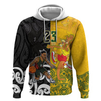 Aotearoa New Zealand And Australia Basketball Custom Hoodie Maori Tribal Tattoo And Aboriginal Dot Art Heritage LT03 Pullover Hoodie Multicolor - Polynesian Pride