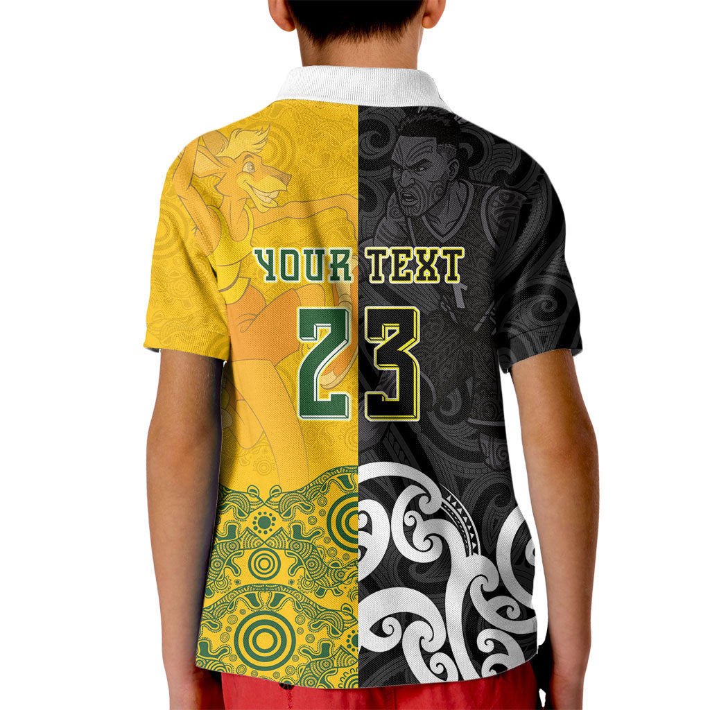 Aotearoa New Zealand And Australia Basketball Custom Kid Polo Shirt Maori Tribal Tattoo And Aboriginal Dot Art Heritage LT03 - Polynesian Pride