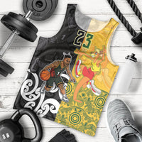 Aotearoa New Zealand And Australia Basketball Custom Men Tank Top Maori Tribal Tattoo And Aboriginal Dot Art Heritage LT03 - Polynesian Pride