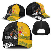 Aotearoa New Zealand And Australia Basketball Mesh Trucker Cap Maori Tribal Tattoo And Aboriginal Dot Art Heritage LT03 - Polynesian Pride