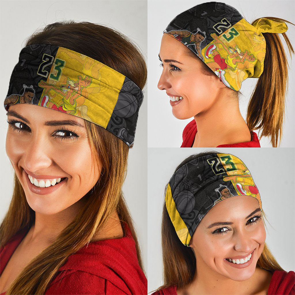 Aotearoa New Zealand And Australia Basketball Custom Neck Gaiter Maori Tribal Tattoo And Aboriginal Dot Art Heritage