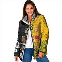 Aotearoa New Zealand And Australia Basketball Custom Padded Jacket Maori Tribal Tattoo And Aboriginal Dot Art Heritage LT03 Women Multicolor - Polynesian Pride