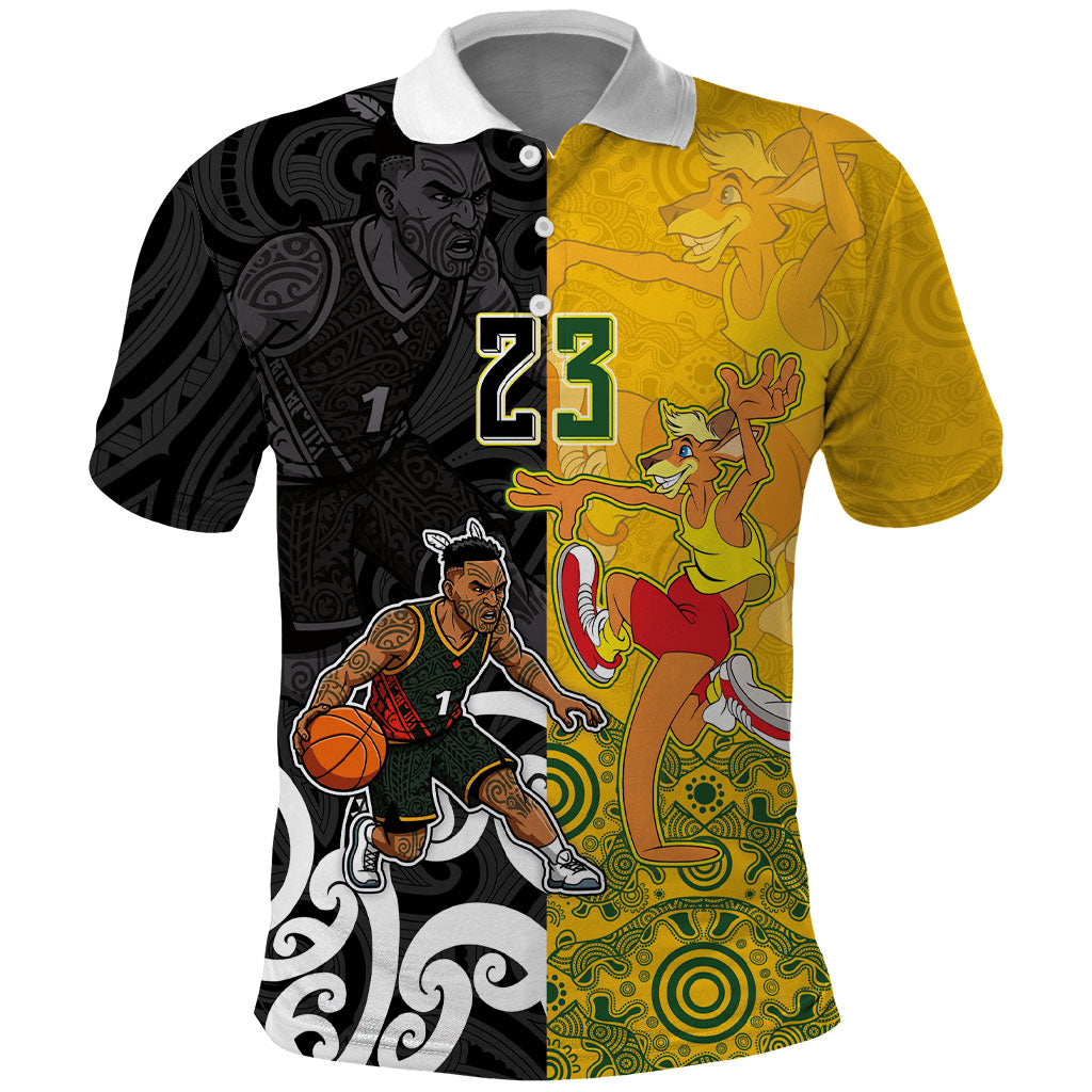 Aotearoa New Zealand And Australia Basketball Custom Polo Shirt Maori Tribal Tattoo And Aboriginal Dot Art Heritage LT03 Multicolor - Polynesian Pride