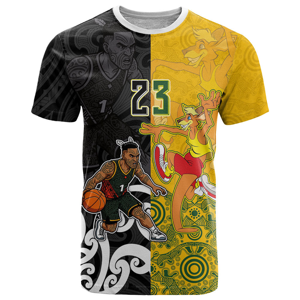 Aotearoa New Zealand And Australia Basketball Custom T Shirt Maori Tribal Tattoo And Aboriginal Dot Art Heritage LT03 Multicolor - Polynesian Pride