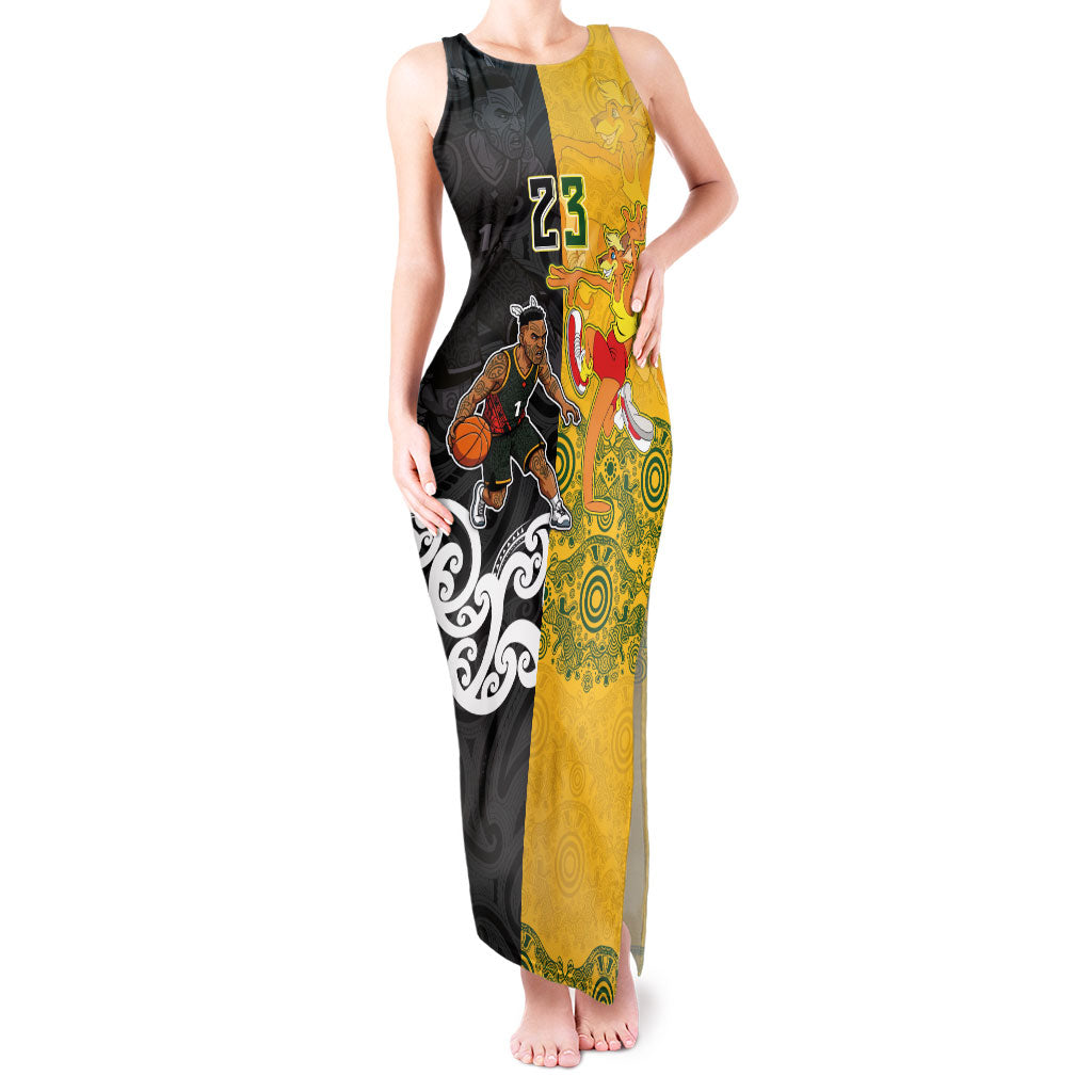 Aotearoa New Zealand And Australia Basketball Custom Tank Maxi Dress Maori Tribal Tattoo And Aboriginal Dot Art Heritage