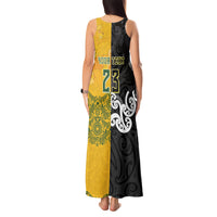 Aotearoa New Zealand And Australia Basketball Custom Tank Maxi Dress Maori Tribal Tattoo And Aboriginal Dot Art Heritage LT03 - Polynesian Pride