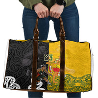 Aotearoa New Zealand And Australia Basketball Custom Travel Bag Maori Tribal Tattoo And Aboriginal Dot Art Heritage LT03 Multicolor - Polynesian Pride