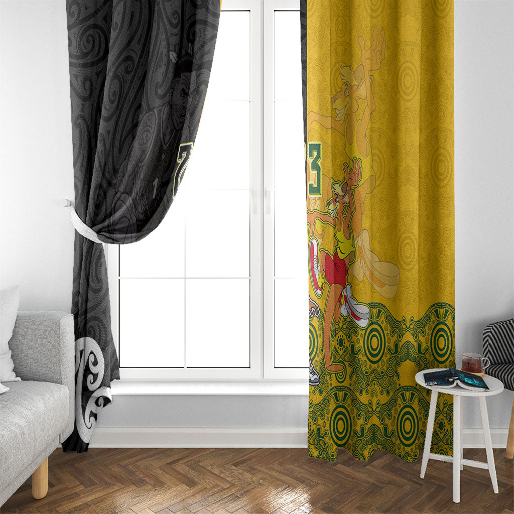 Aotearoa New Zealand And Australia Basketball Custom Window Curtain Maori Tribal Tattoo And Aboriginal Dot Art Heritage LT03 - Polynesian Pride