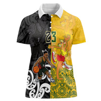 Aotearoa New Zealand And Australia Basketball Custom Women Polo Shirt Maori Tribal Tattoo And Aboriginal Dot Art Heritage