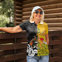Aotearoa New Zealand And Australia Basketball Custom Women Polo Shirt Maori Tribal Tattoo And Aboriginal Dot Art Heritage