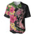 Hawaiian Tropical Plants Turtle and Shark Baseball Jersey Polynesian Art Tattoo