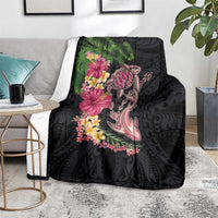 Hawaiian Tropical Plants Turtle and Shark Blanket Polynesian Art Tattoo