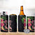 Hawaiian Tropical Plants Turtle and Shark 4 in 1 Can Cooler Tumbler Polynesian Art Tattoo