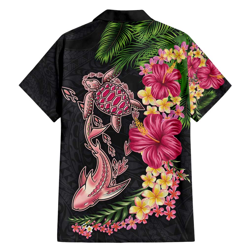 Hawaiian Tropical Plants Turtle and Shark Family Matching Long Sleeve Bodycon Dress and Hawaiian Shirt Polynesian Art Tattoo LT03 - Polynesian Pride