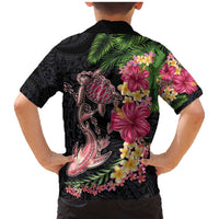 Hawaiian Tropical Plants Turtle and Shark Family Matching Mermaid Dress and Hawaiian Shirt Polynesian Art Tattoo LT03 - Polynesian Pride