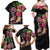 Hawaiian Tropical Plants Turtle and Shark Family Matching Off Shoulder Maxi Dress and Hawaiian Shirt Polynesian Art Tattoo