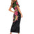 Hawaiian Tropical Plants Turtle and Shark Family Matching Short Sleeve Bodycon Dress and Hawaiian Shirt Polynesian Art Tattoo