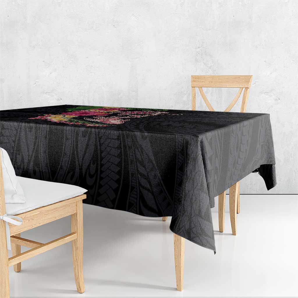 Hawaiian Tropical Plants Turtle and Shark Tablecloth Polynesian Art Tattoo