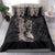 Hawaiian Tropical Plants Turtle and Shark Bedding Set Polynesian Art Tattoo Grayscale Color
