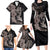 Hawaiian Tropical Plants Turtle and Shark Family Matching Long Sleeve Bodycon Dress and Hawaiian Shirt Polynesian Art Tattoo Grayscale Color