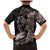 Hawaiian Tropical Plants Turtle and Shark Family Matching Mermaid Dress and Hawaiian Shirt Polynesian Art Tattoo Grayscale Color