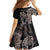 Hawaiian Tropical Plants Turtle and Shark Family Matching Short Sleeve Bodycon Dress and Hawaiian Shirt Polynesian Art Tattoo Grayscale Color