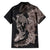 Hawaiian Tropical Plants Turtle and Shark Family Matching Short Sleeve Bodycon Dress and Hawaiian Shirt Polynesian Art Tattoo Grayscale Color