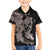 Hawaiian Tropical Plants Turtle and Shark Family Matching Short Sleeve Bodycon Dress and Hawaiian Shirt Polynesian Art Tattoo Grayscale Color